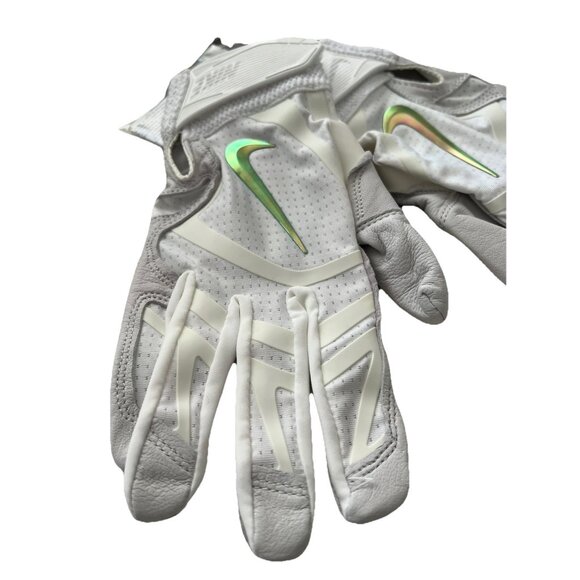 Nike Alpha Huarache Elite Baseball Batting Gloves Men's Size M White Iridescent - Picture 2 of 9